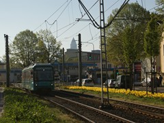 Ein U-5 Wagen passiert die Stelle der ehemaligen Station "Fischstein" im Jahr 2015