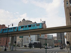 In luftiger Höhe, kurz vor Erreichen der Station Fort/Cass