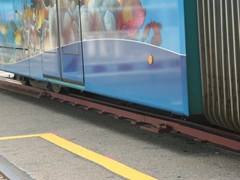 Details einer Überfahrt der Weiche mit S-Wagen 232