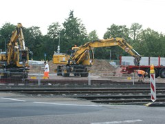 Die Vormontage geschieht auf dem alten Hausener Kreisel