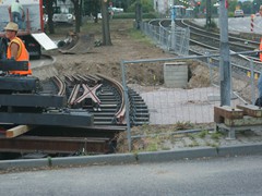 Die Puzzelteile für den temporären Gleiswechsel liegen bereit