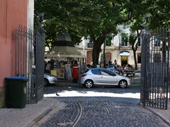 Gleisreste oben am Elevator Santa Justa