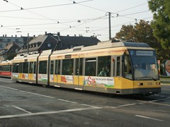 Wagen 238 am Gleisdreieck zum Albtalbahnhof