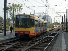 Links geht es nach Ettlingen, in der Mitte in die Wende und Abstellanlage, rechts ist die Rampe nach Rastatt zu erkennen 