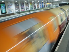 Der letzte Wagen hat die ursprüngliche Farbgebung wie zu Zeiten der Kabelbahn.