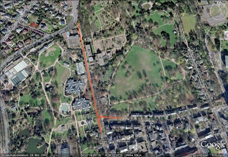 Luftbild Der Verlauf der Strecke mit dem Gleisdreieck im Grüneburgweg.