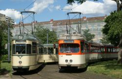 Betriebsbereite Museums-Straßenbahnfahrzeuge der VGF
