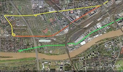 Luftbild Verlauf der Strecke nach Griesheim-Waldschulstraße
